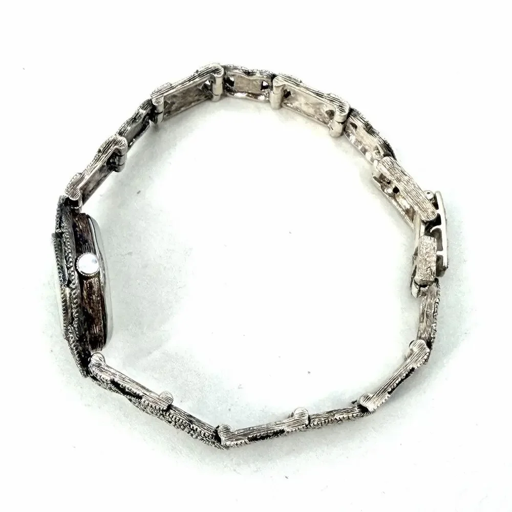 Vintage Anjuli Sterling Silver & Marcasite Womens Cocktail Watch